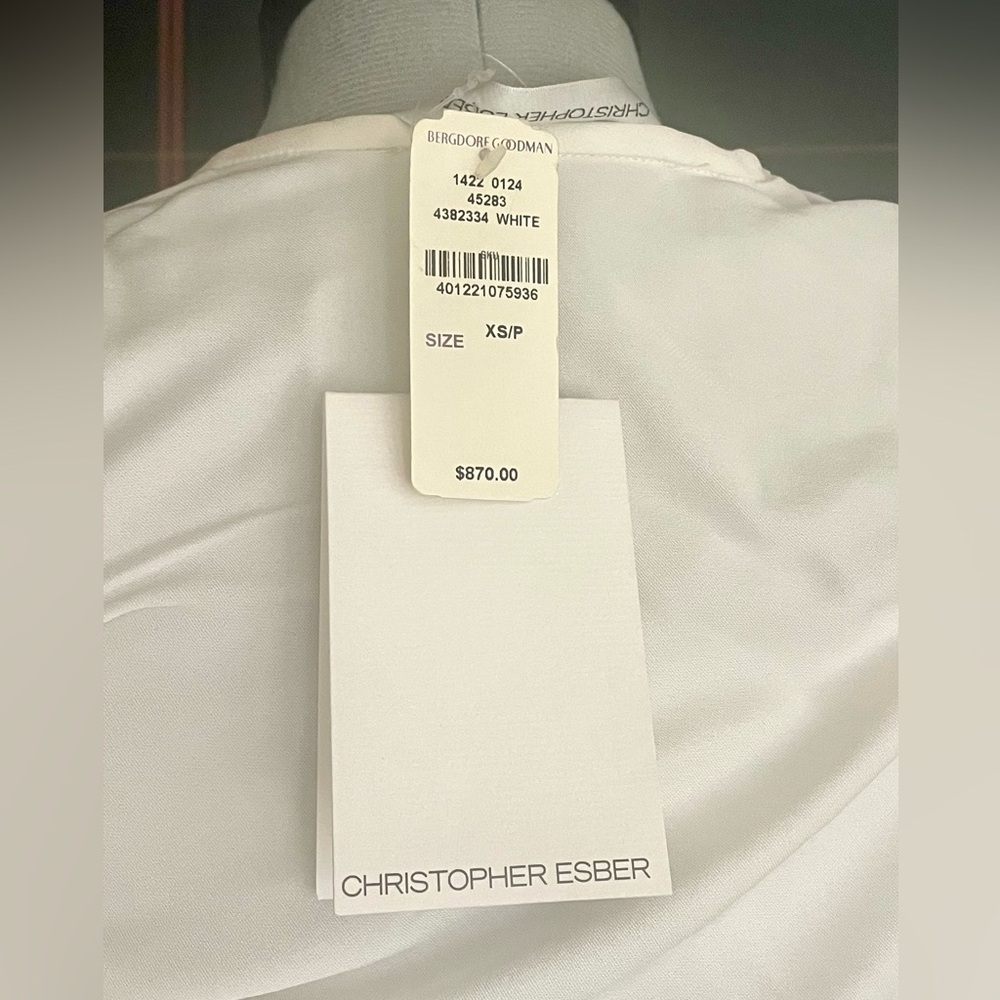 🚫Sold🚫NWT Christopher Esber Christo Wrapped Tank Dress, faille fabric, white, XS - Picture 14 of 16